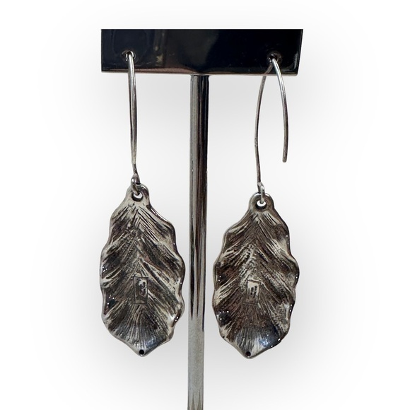 925 Leaf/feather dangle earrings - Picture 3 of 5